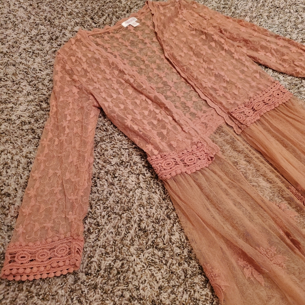 Lace duster, boho outfit, sheer overshirt, see through duster, see through lace